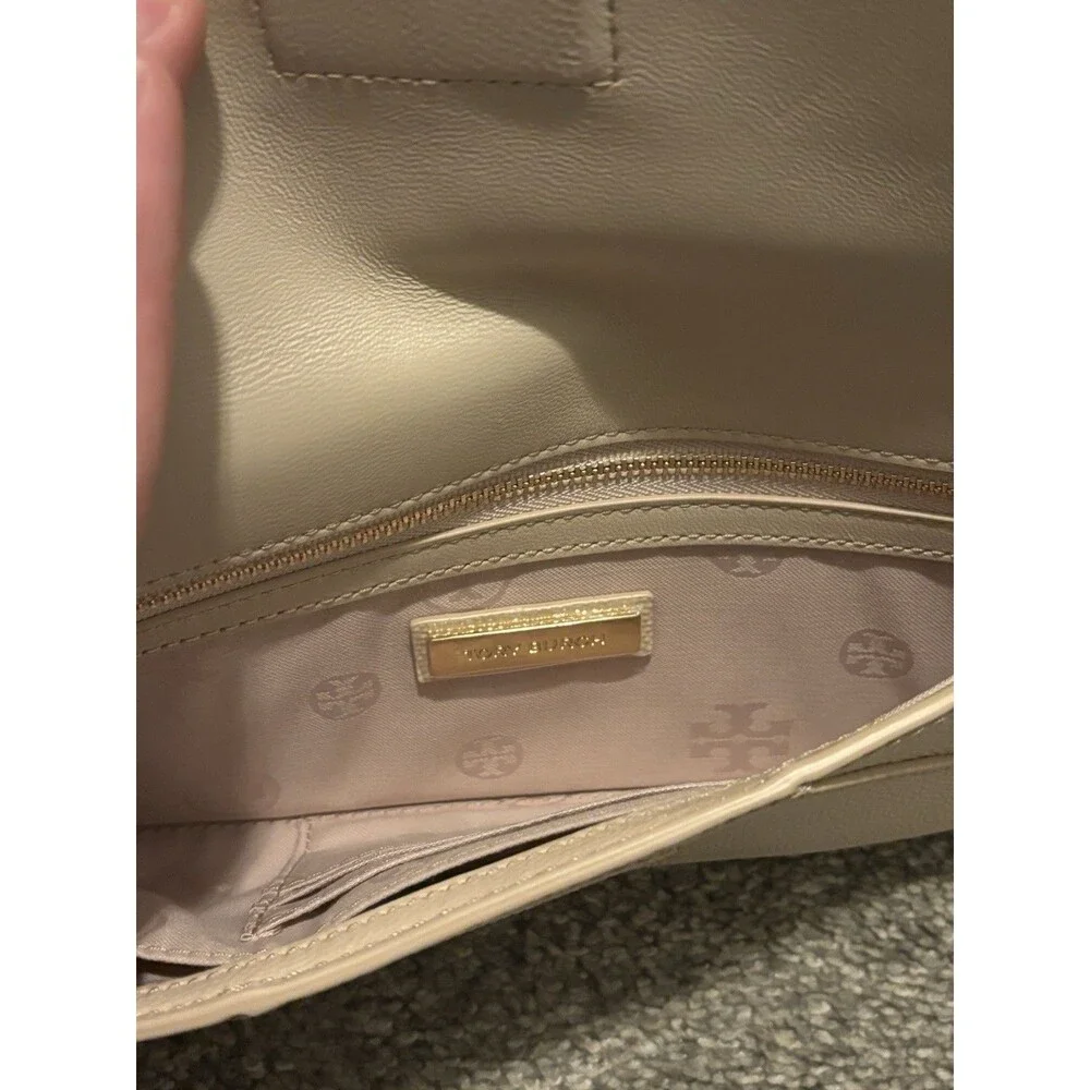 Tory‎ Burch Gigi Patent Clutch Bag Light Oak NWT
